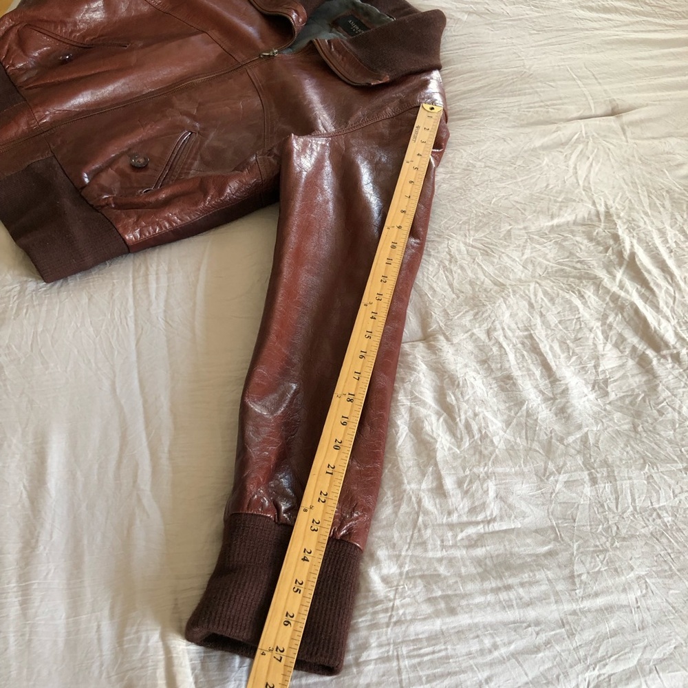 Men’s Vintage 90s brown leather bomber coat jacket L - Picture 16 of 16